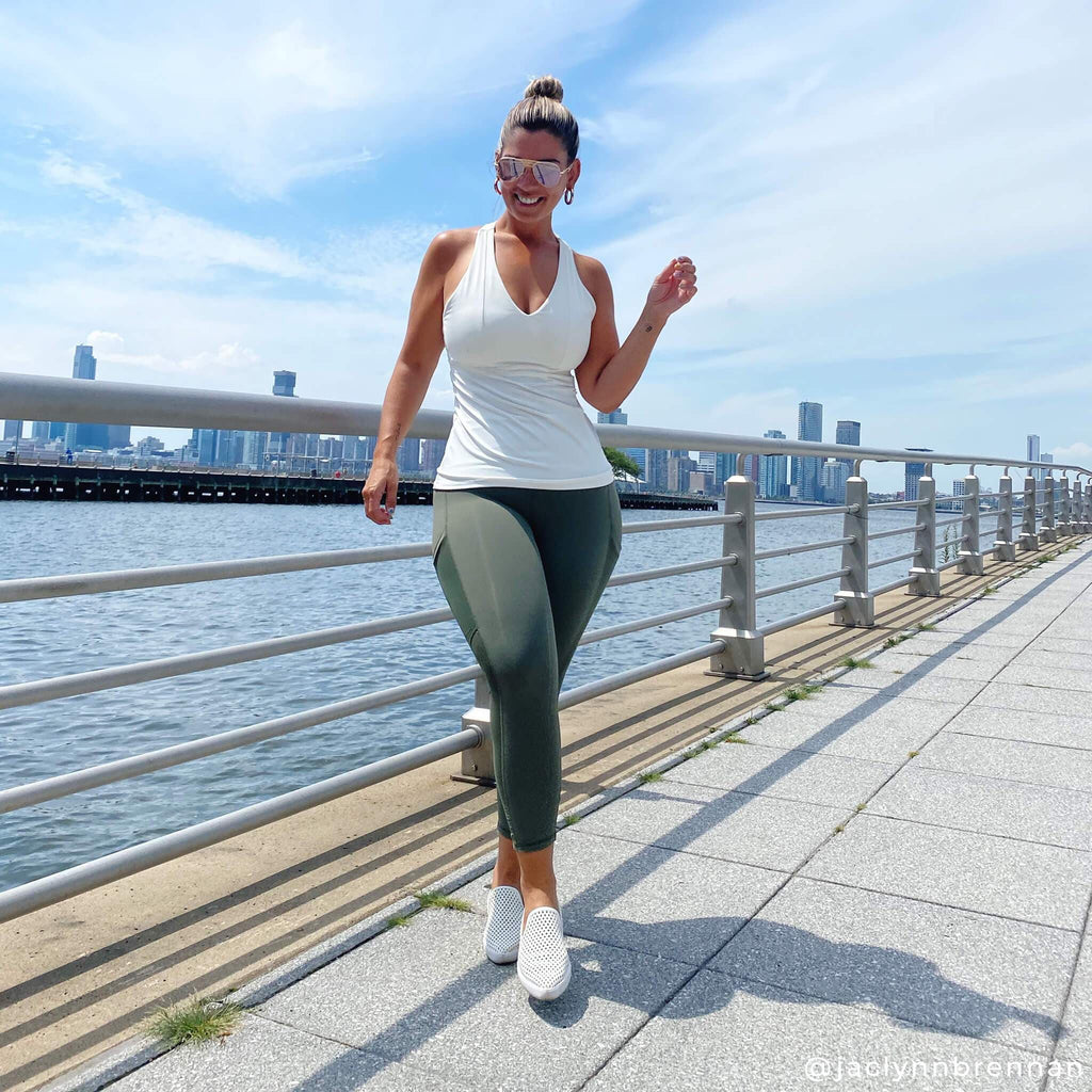 JIbs Slim Soft White Slip On Sneaker Flat Jaclynn Brennan NYC Wellness