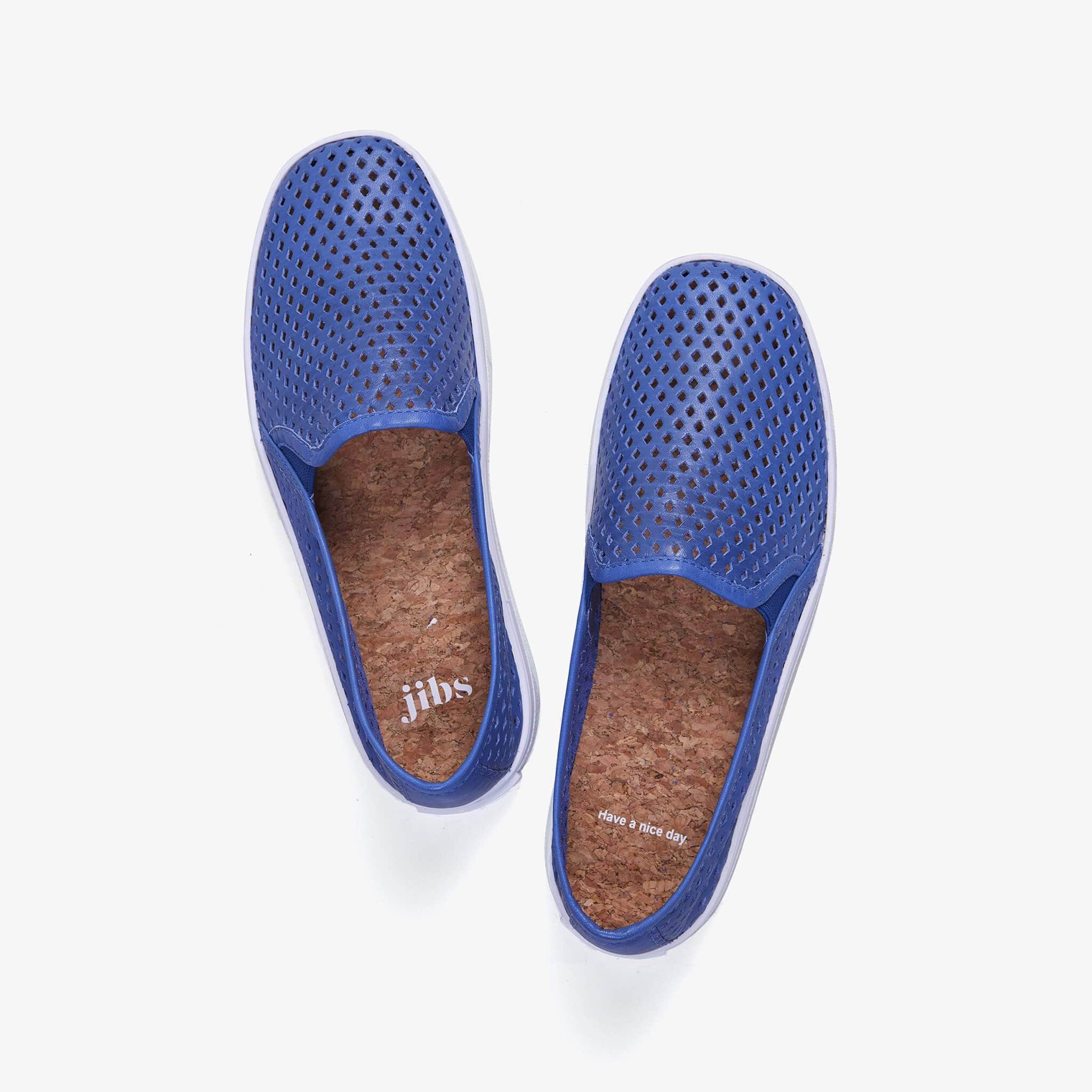 Jibs Classic Galaxy Blue Slip On Sneaker-Shoe Have A Nice Day Cork In-sole
