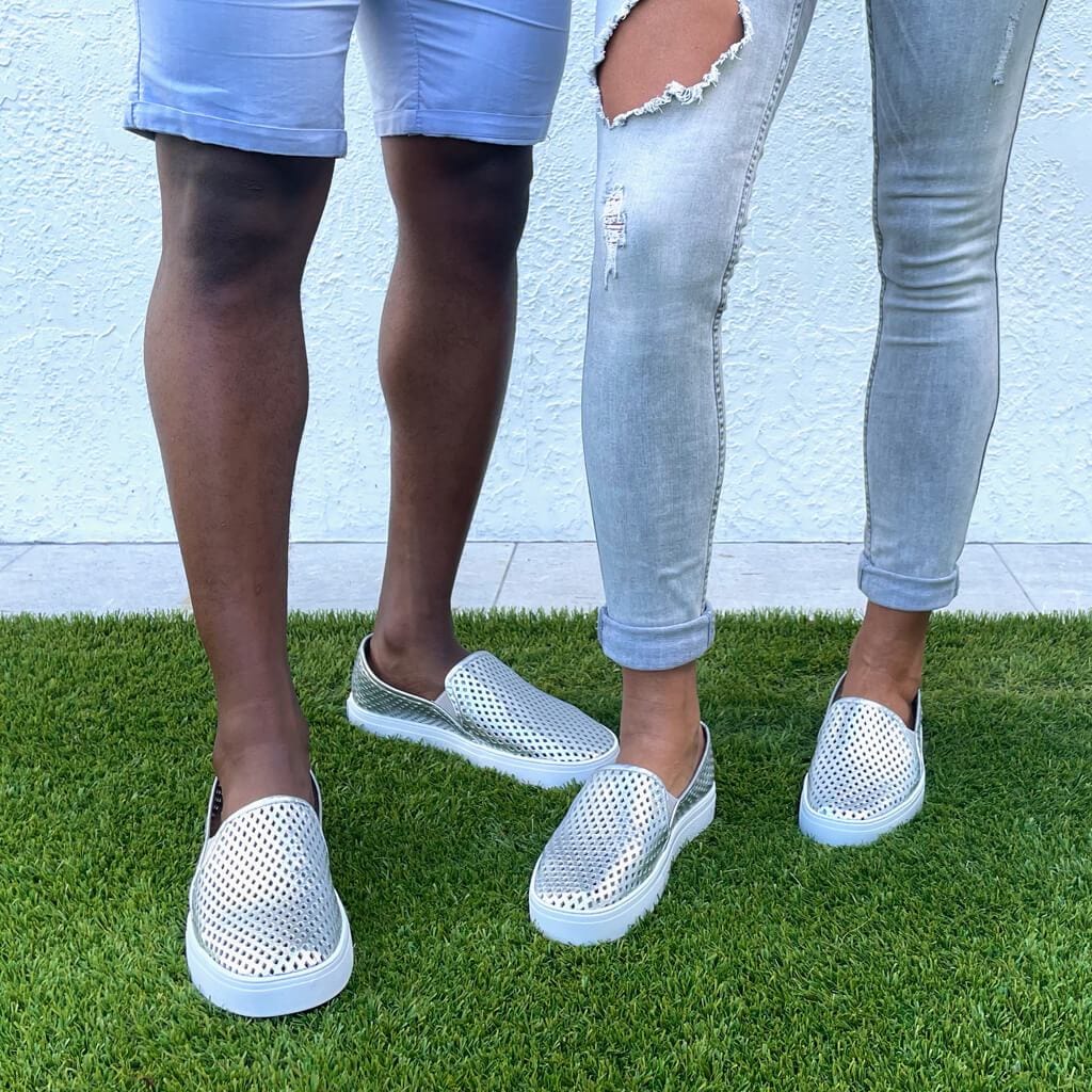 Jibs Classic Silver Slip On Sneaker-Shoe Outdoors Mens Womens