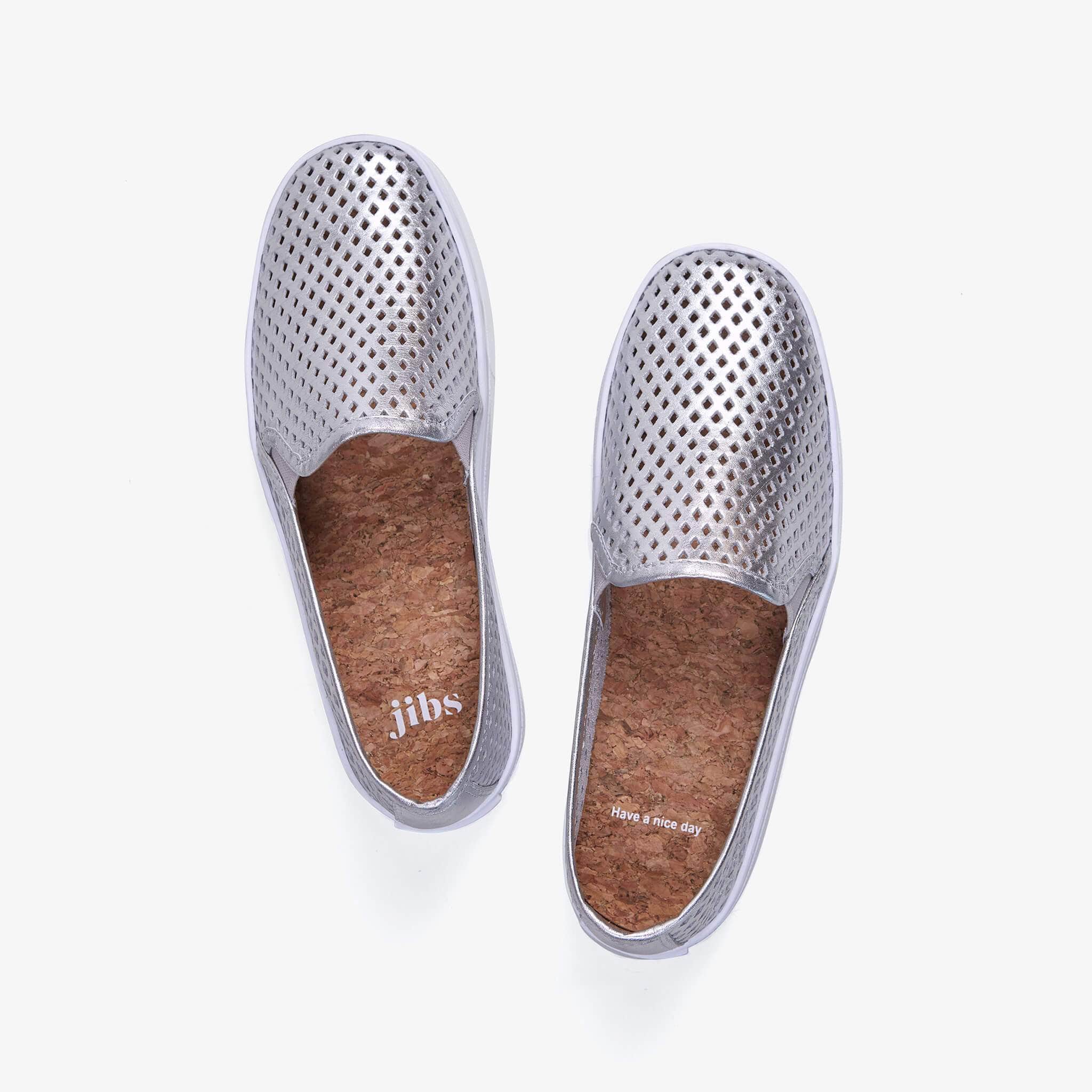 Jibs Classic Silver Slip On Sneaker-Shoe Side