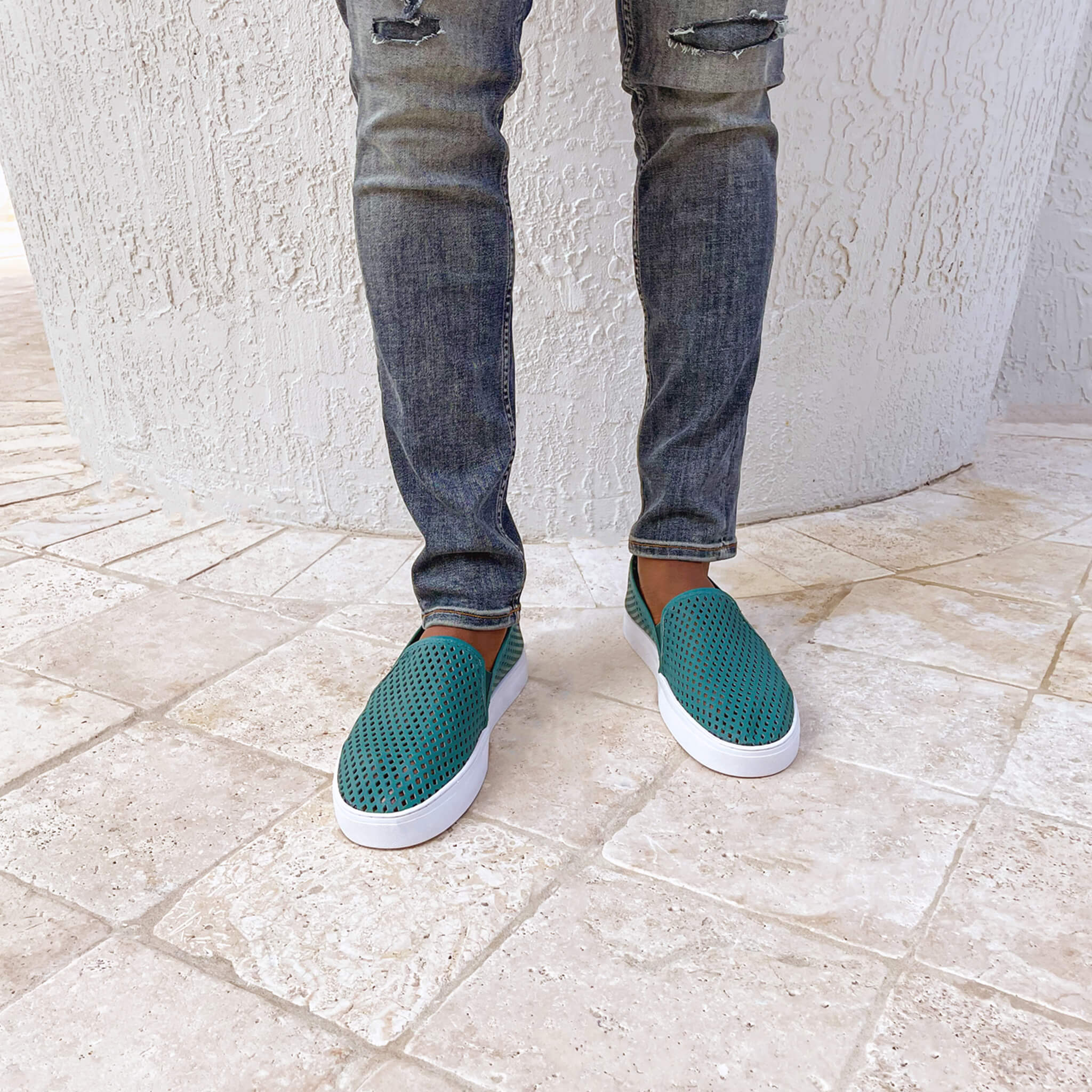 Jibs Classic Teal Blue Slip On Sneaker-Shoe Outdoors Mens