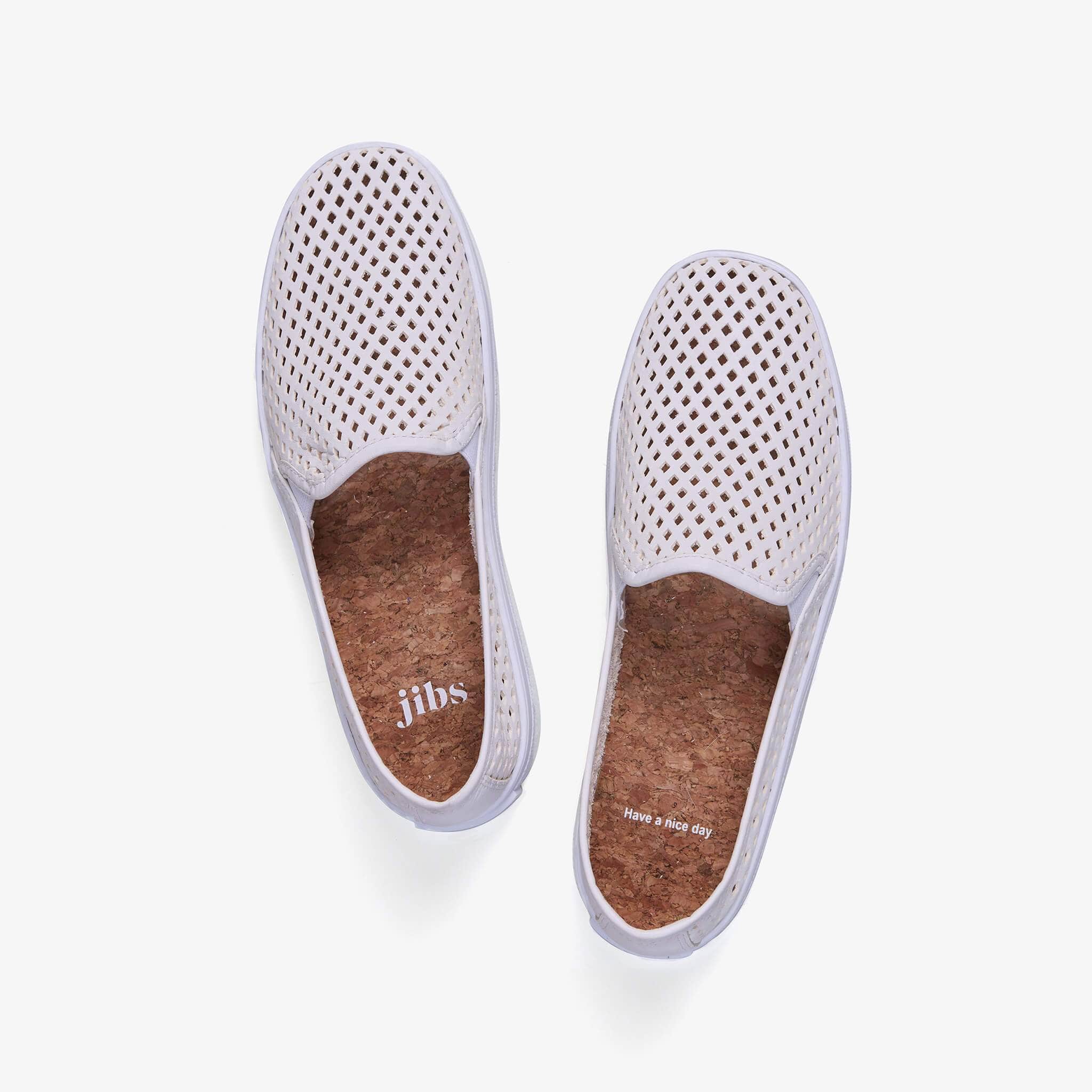 JIbs Classic Soft White Slip On Sneaker-Shoe Top Have A Nice Day