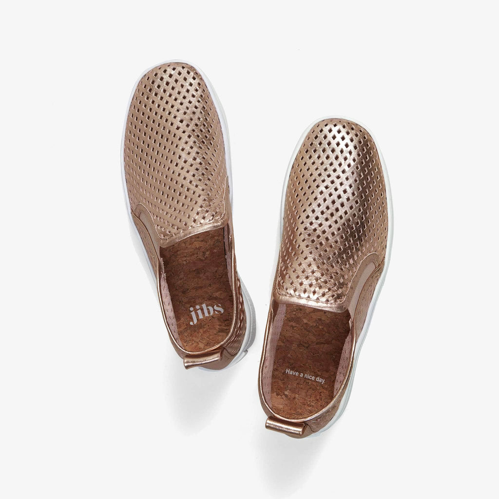 Jibs Mid Rise Rose Gold Slip On Sneaker Bootie Top Have A Nice Day