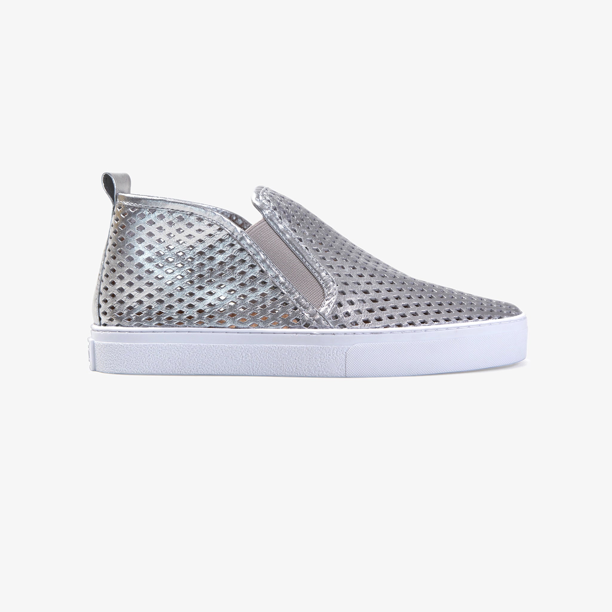 Jibs Mid Rise Silver Slip On Sneaker Bootie Side