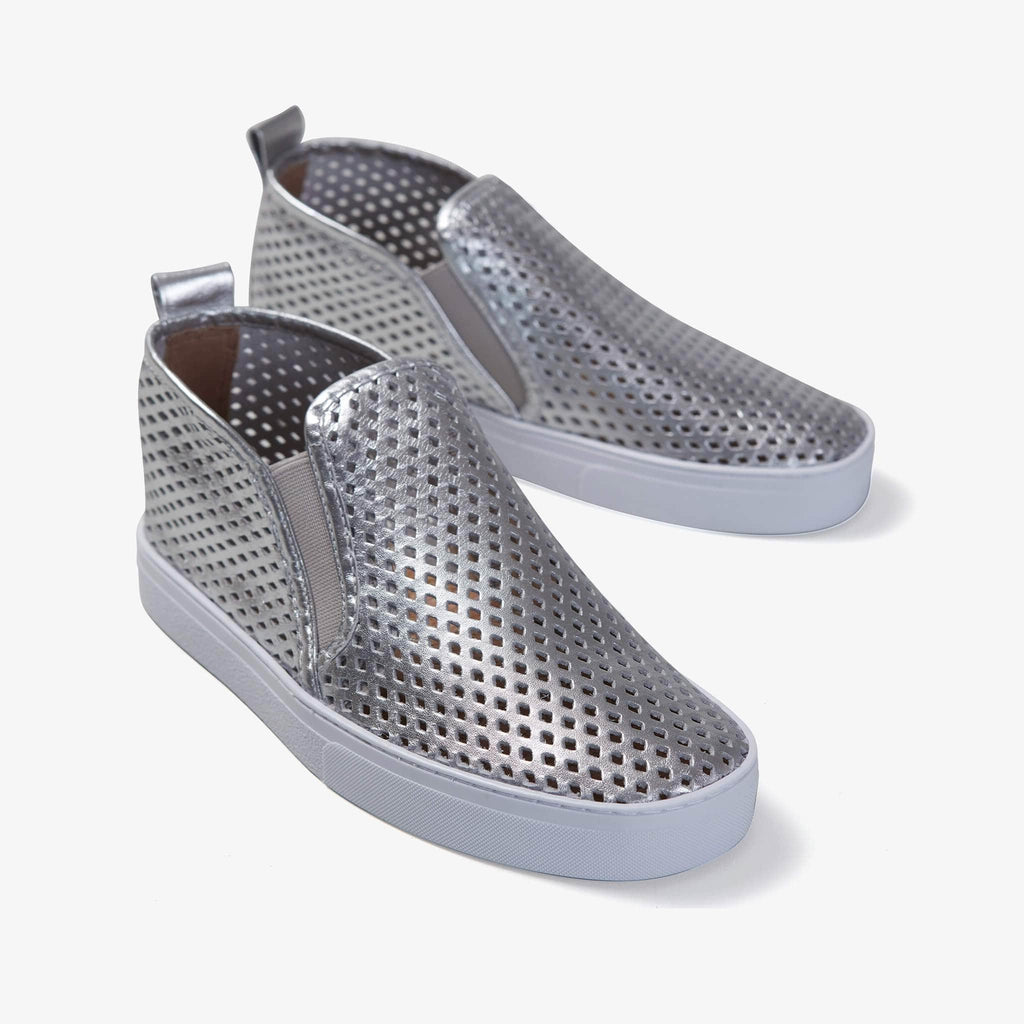 Jibs Mid Rise Silver Slip On Sneaker Bootie