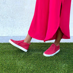 Jibs Mid Rise True Red Slip On Sneaker Bootie Outdoors WomensJibs Mid Rise True Red leather slip-on sneaker shoes sustainable Editorial