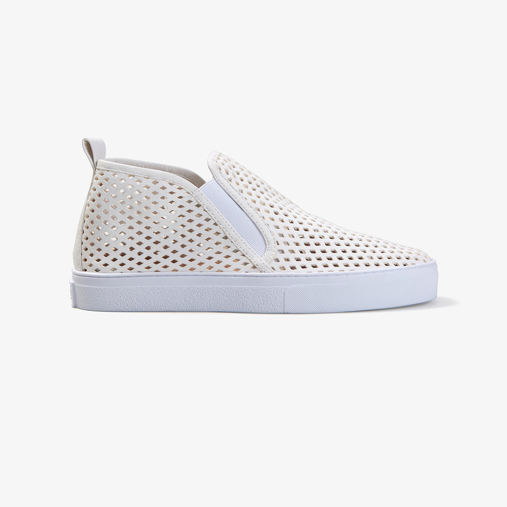 Jibs Mid Rise Soft White Slip On Sneaker Bootie Side