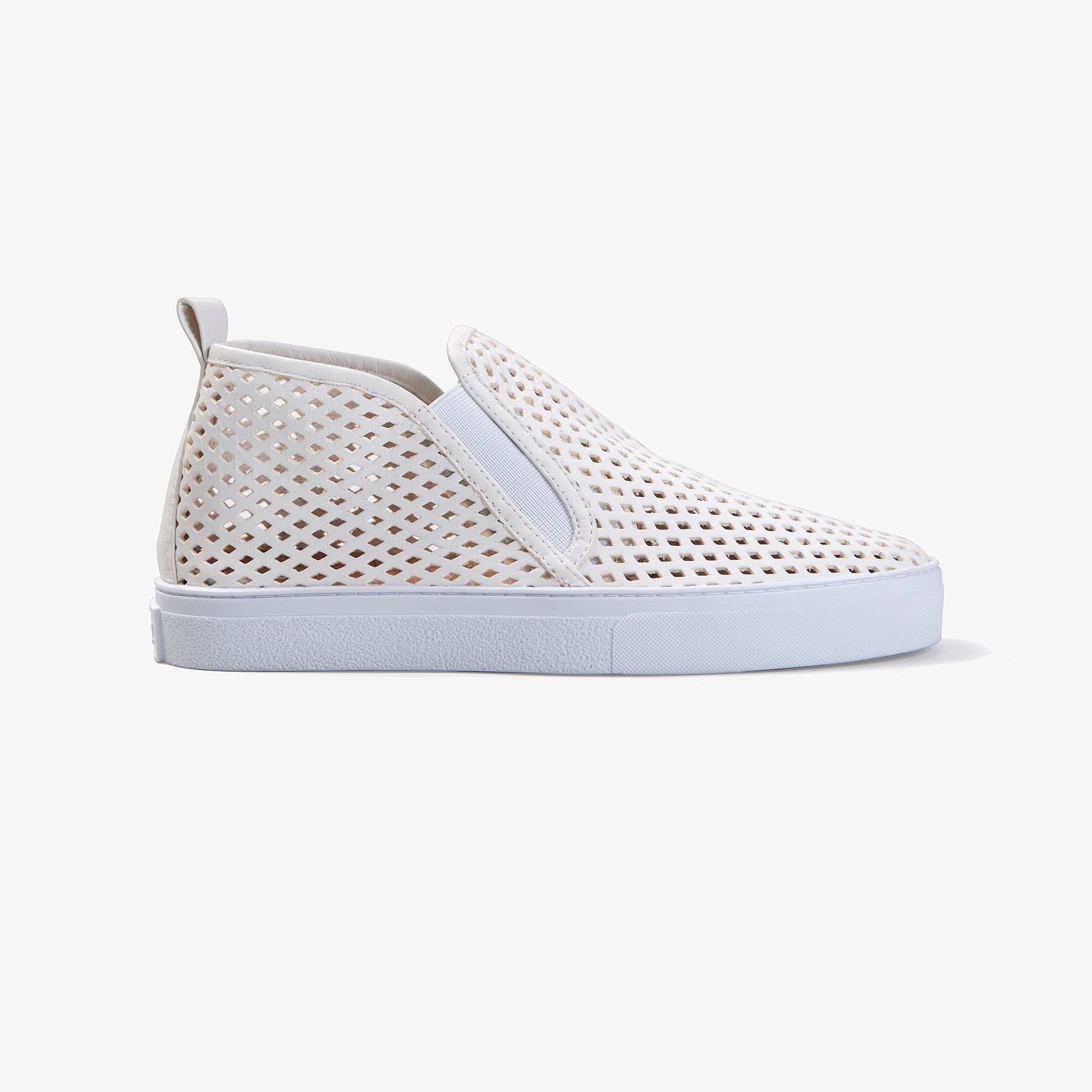 Jibs Mid Rise Soft White Slip On Sneaker Bootie Side