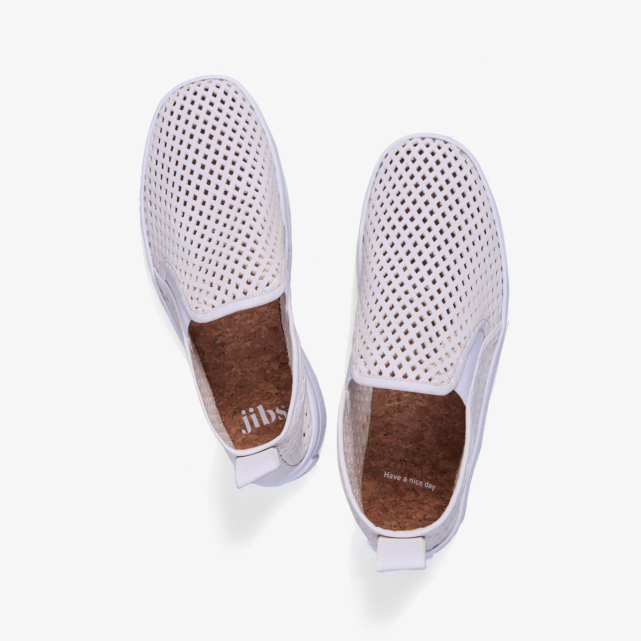 Jibs Mid Rise Soft White Slip On Sneaker Bootie Top Have A Nice Day