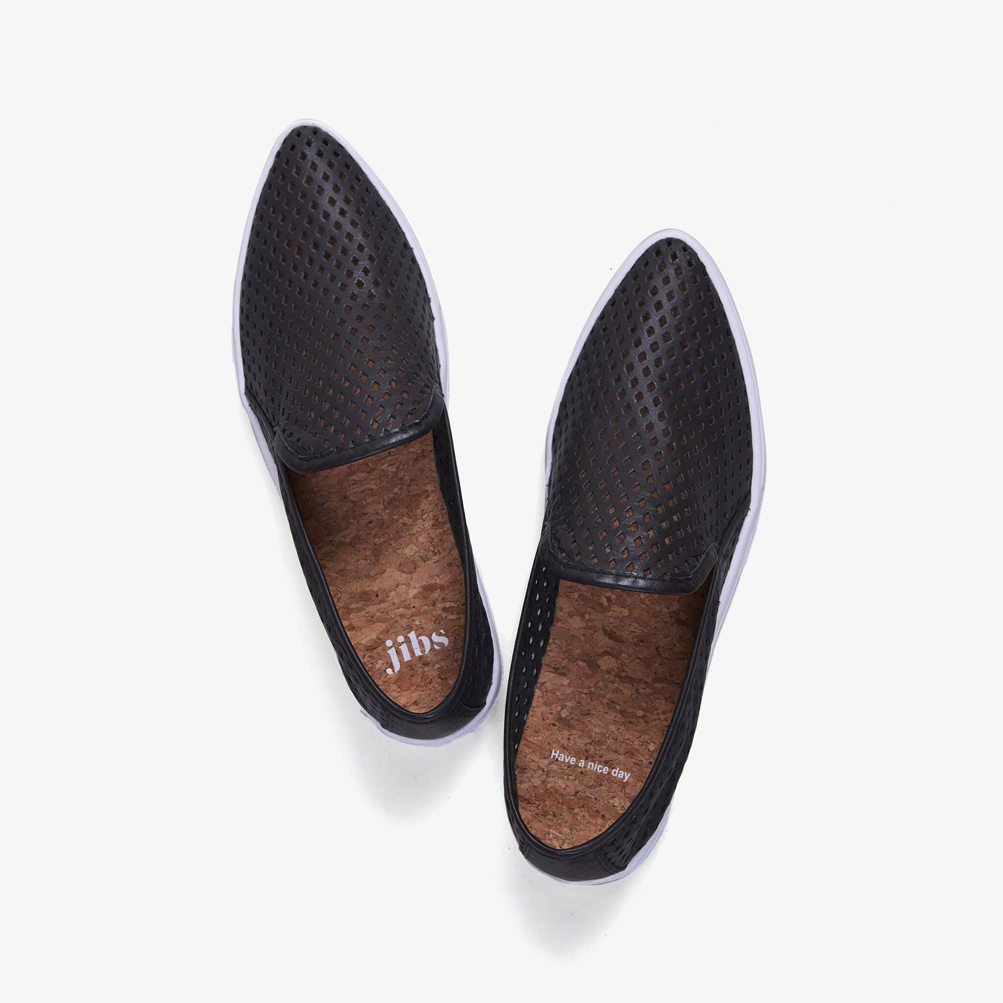 Jibs Slim Jet Black Slip On Sneaker Flat Top Have A Nice Day