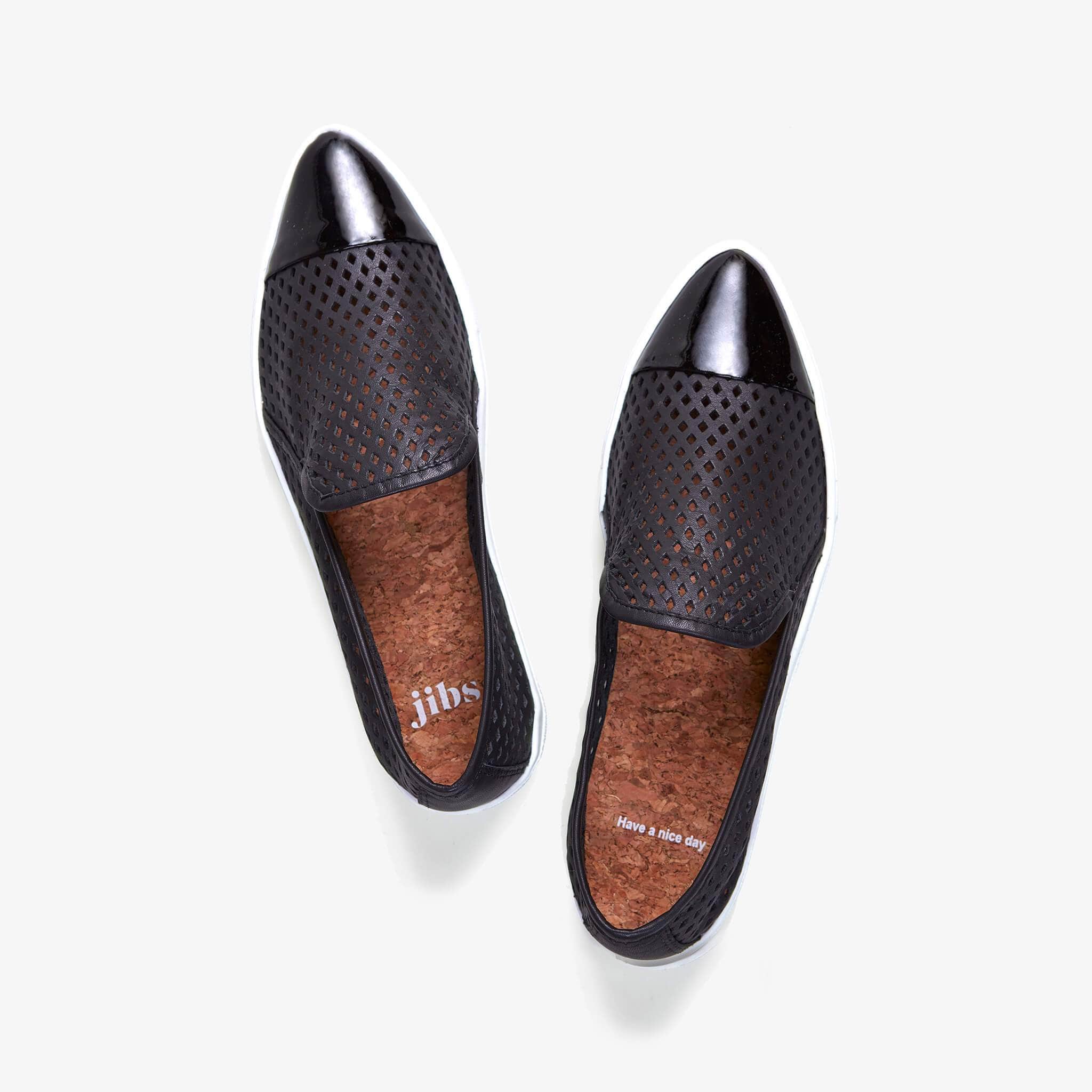 Jibs Slim Jet Black + Onyx Slip On Sneaker Flat Top Have A Nice Day