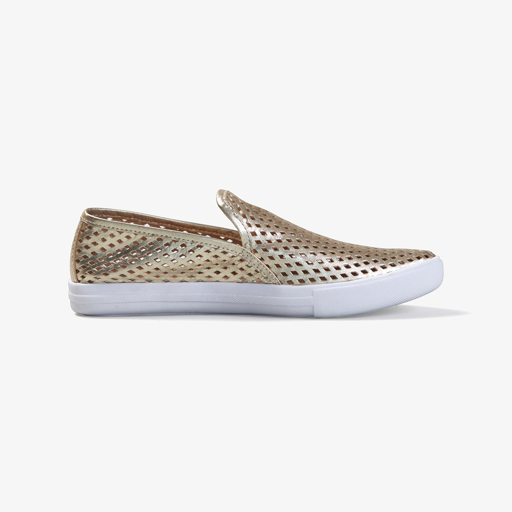 Jibs Slim Gold Slip On Sneaker Flat Shoe Side