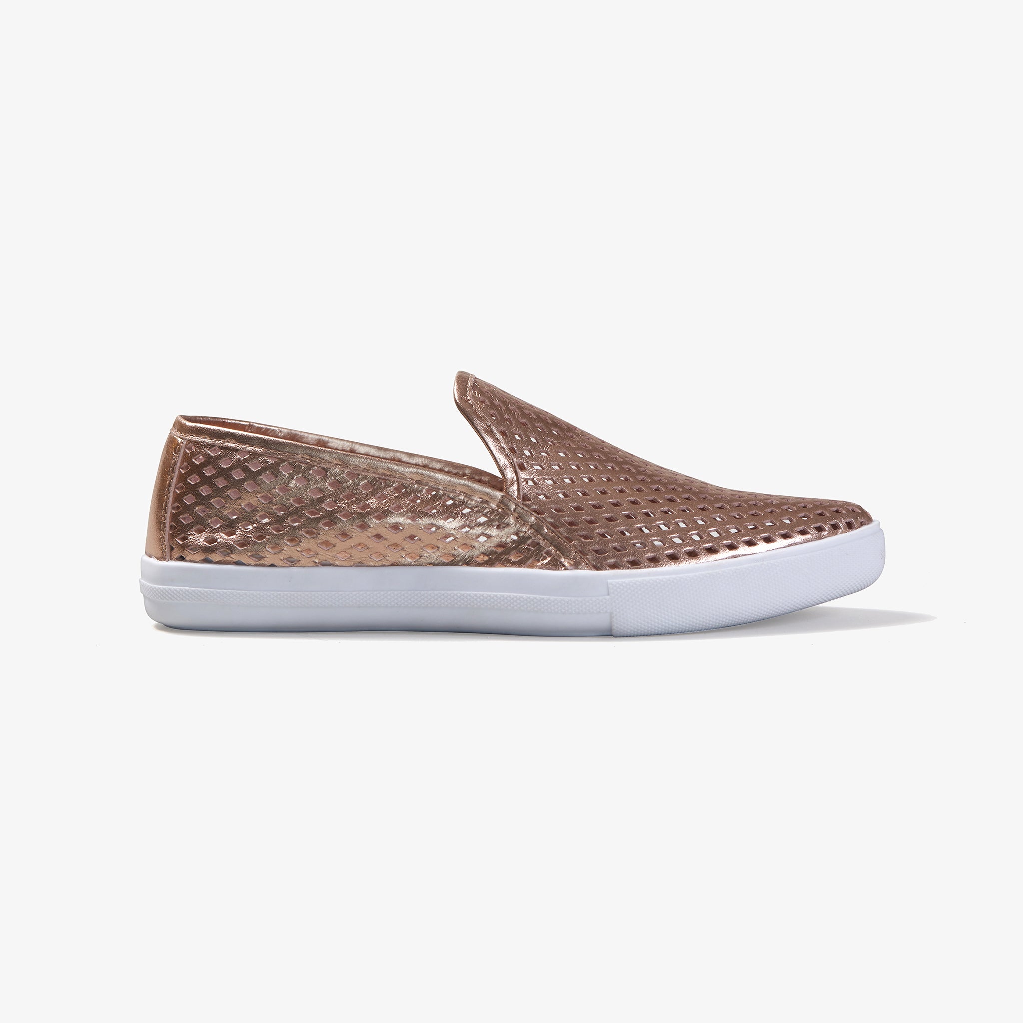 Jibs Slim Rose Gold Slip On Sneaker Flat Shoe Side