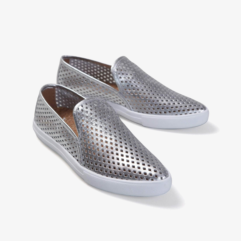 Jibs Slim Silver Slip On Sneaker Flat Pair