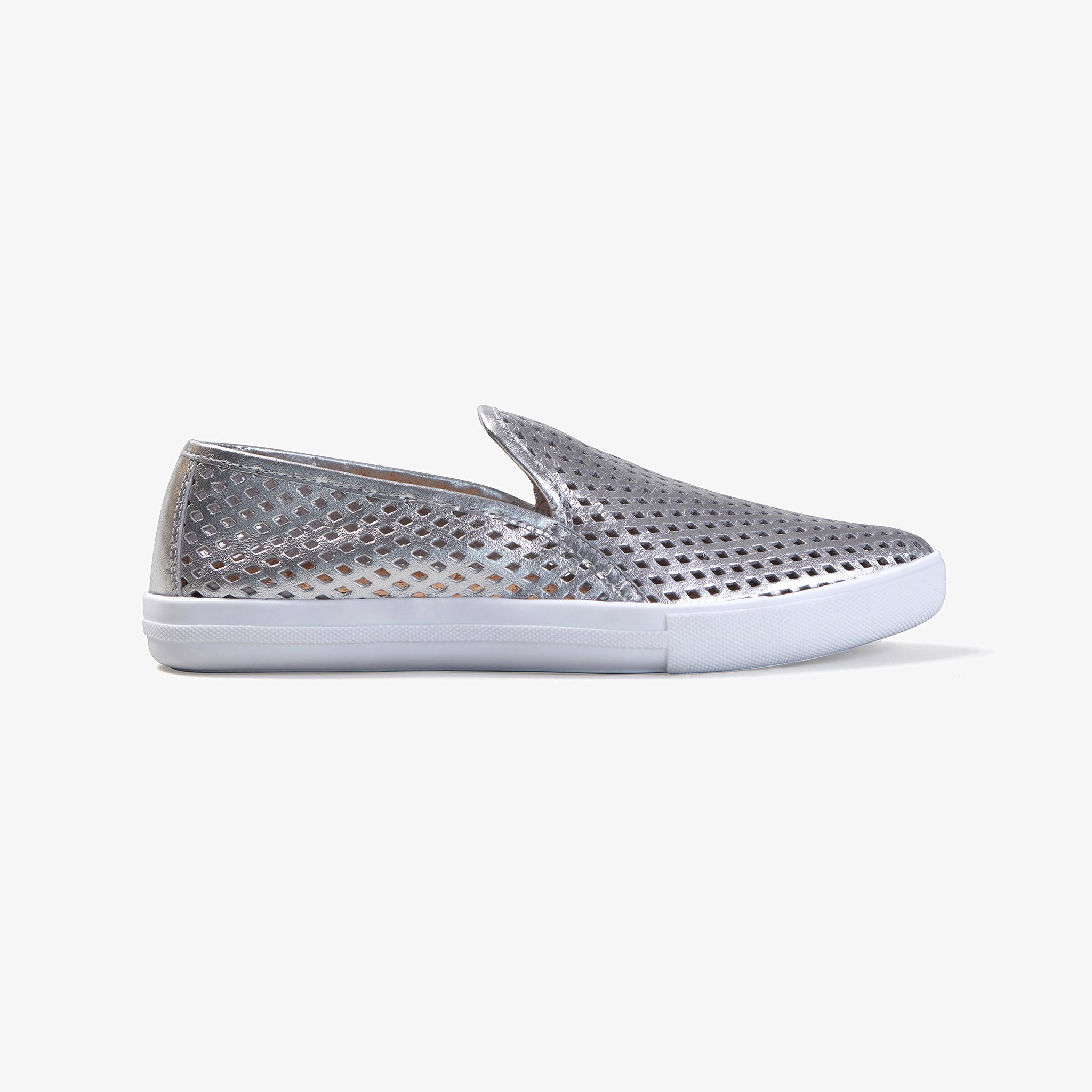 Jibs Slim Silver Slip On Sneaker Flat Shoe Side