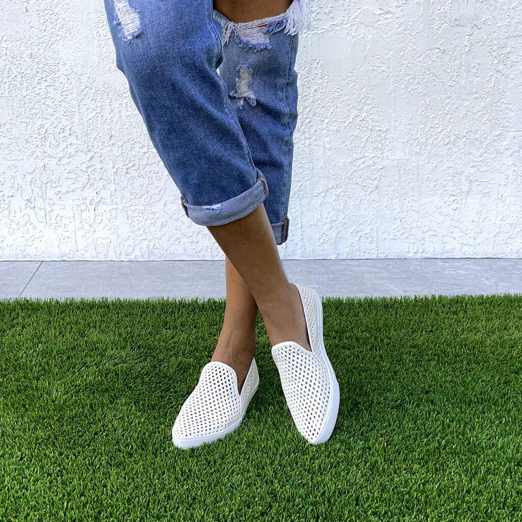 Jibs Slim White Slip On Sneaker Flat Pair Outdoors Womens