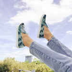 Jibs Slim Teal Python + Onyx Toe Cap Slip On Sneaker Flat Pair Outdoors Womens Sky